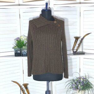Vintage Brown Ribbed Knit Sweater 90s Y2K Medium Large